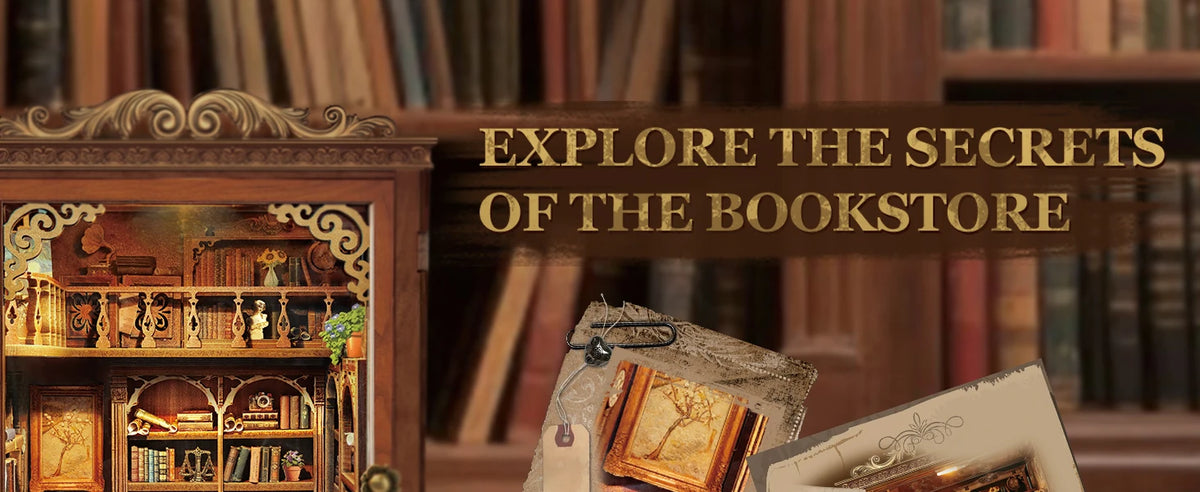 DIY Book Nook Shelf Insert Kit - Time Book House with Lights