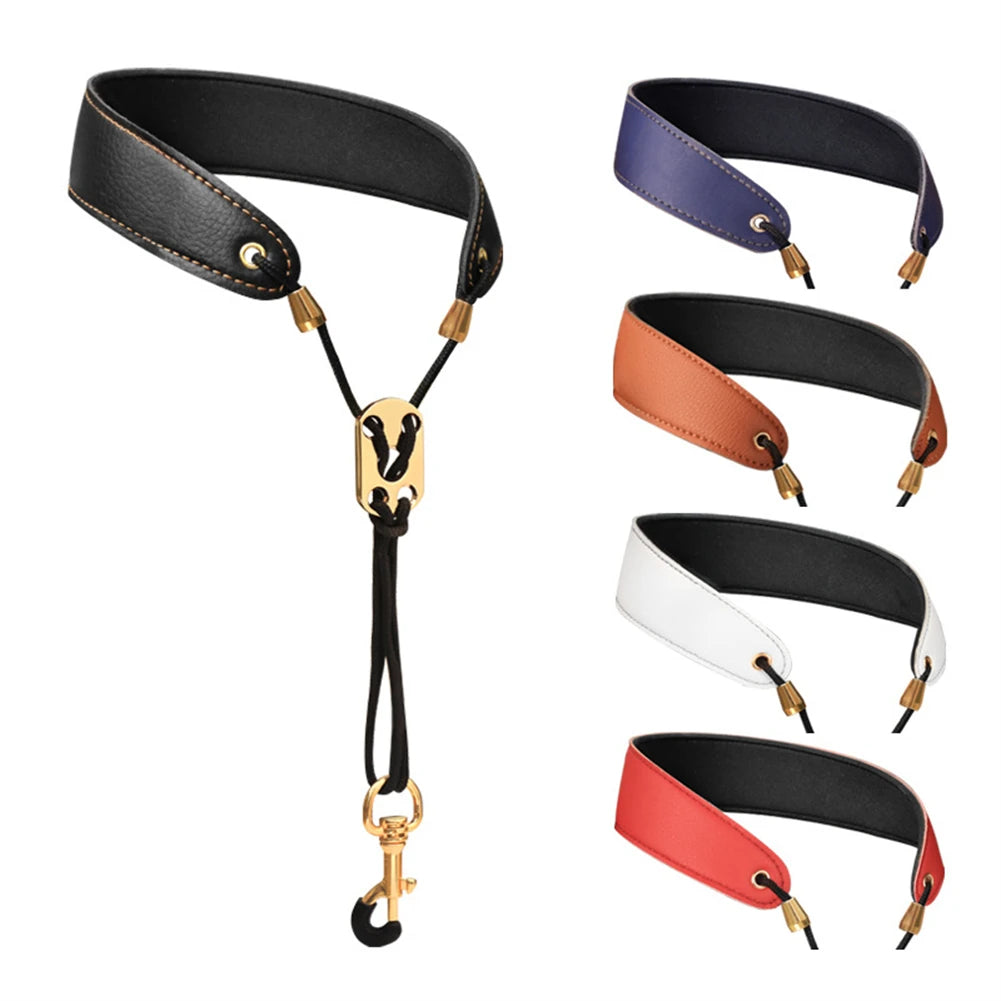 Comfortable Leather Saxophone Neck Strap with Adjustable Design