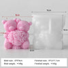 Pink rose bear silicone candle mold with a detailed flower design shown next to its finished size.