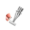 A stainless steel diamond painting pen with a threaded tip is held by a hand.