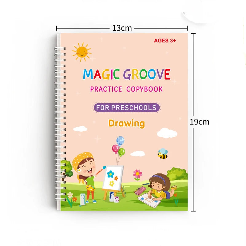 Reusable Grooved Handwriting Books for Kids — Magic Ink Practice Set