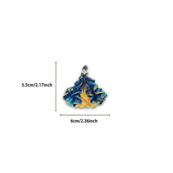 A decorative character sticker featuring a blue and yellow floral design.