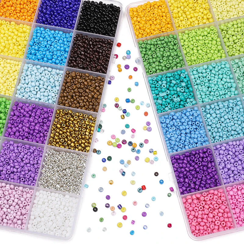 5200+ Glass Rice Beads in 24 Colors for DIY Jewelry Making