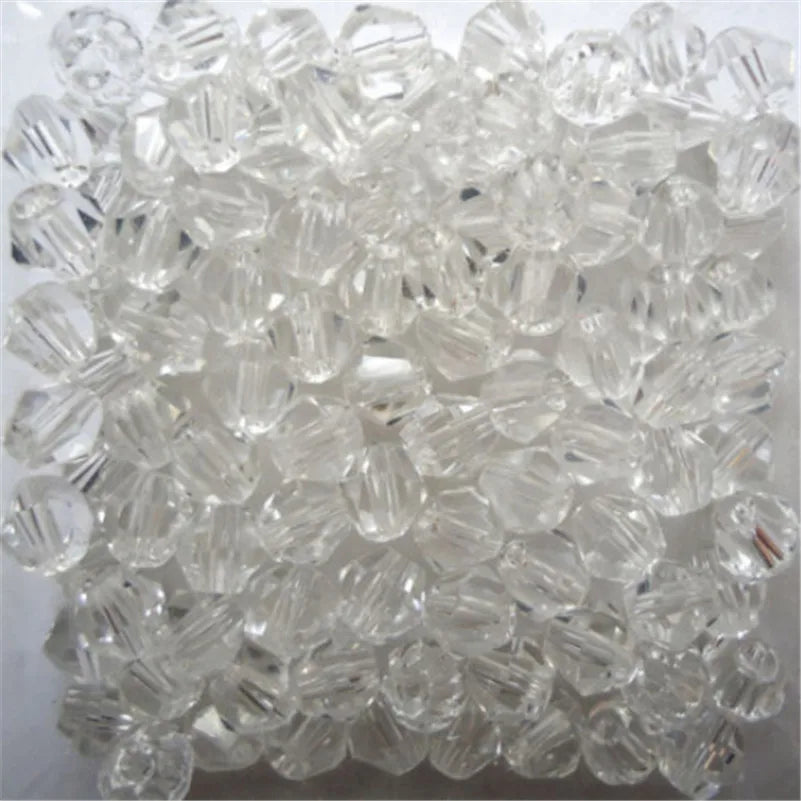 Clear faceted glass bicone beads for jewelry making