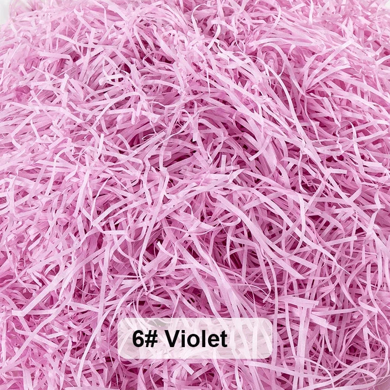 Pink violet raffia paper shreds for gift boxes and baskets