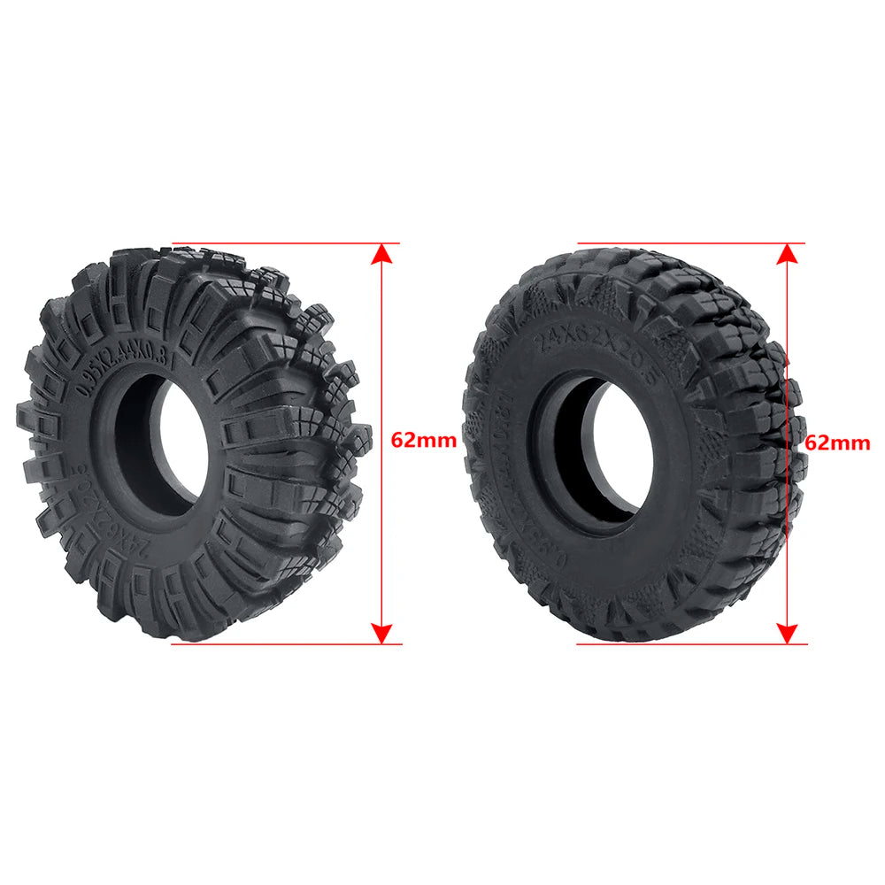 1.0" Mud Terrain Tires for 1/18 & 1/24 RC Crawlers (4-Pack)