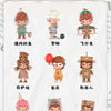 A collection of POP MART Hirono Small Mischievous Series blind box figures featuring various characters like a dog, a cat, an