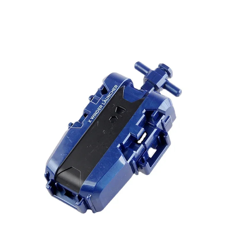 A blue gyro launcher accessory with a black and blue casing.