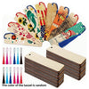 A collection of DIY wooden blank bookmarks with various colorful tassels.