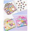 A set of Y2K heart-shaped crystal stickers with a laser finish displayed on a white notebook page.