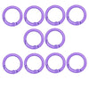 A set of eight purple alloy snap hook keychain clips arranged in two rows.