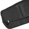 Black padded water-resistant guitar bag with a zippered compartment shown from above.