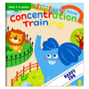 A colorful sticker book for kids featuring lion and blue elephant illustrations for concentration training.