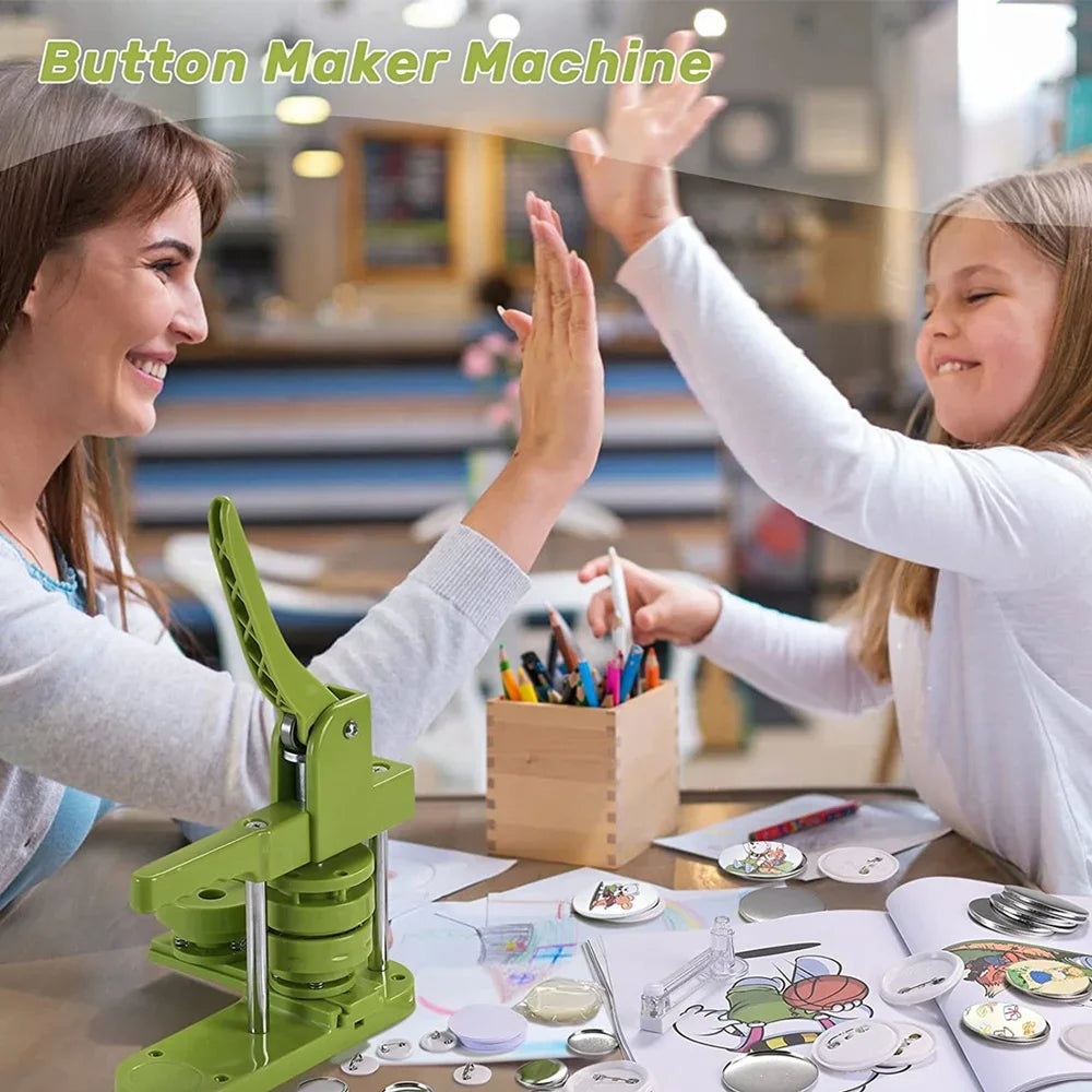 DIY Button Maker Machine Kit with Interchangeable Molds – 5 Sizes