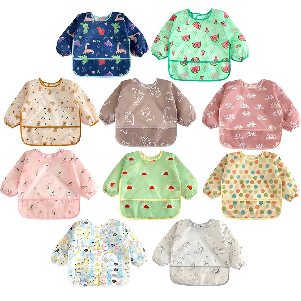 Waterproof Long Sleeve Baby Bib with Full Sleeve Protection