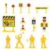 A set of ten construction truck and transporter toys in yellow and red colors.