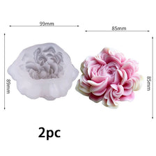 Two pink floral silicone molds for candles and resin crafts with dimensions 99mm by 85mm.