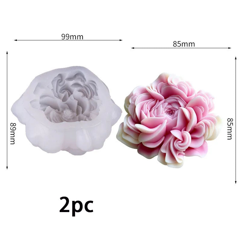 Two pink floral silicone molds for candles and resin crafts with dimensions 99mm by 85mm.