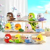 A set of colorful parrot micro building blocks featuring various bird figures in different colors and poses.