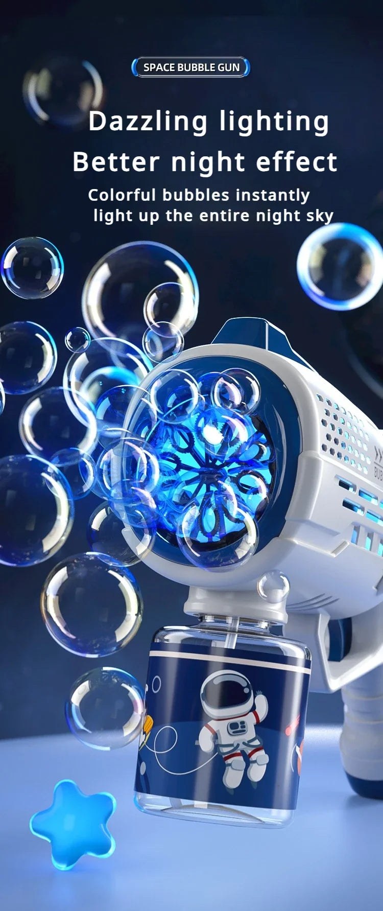 Automatic Astronaut Bubble Gun with LED Lights