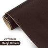 A roll of deep brown PU leather repair patches with a 20x30cm size.
