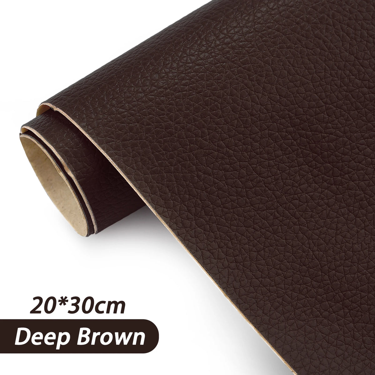 A roll of deep brown PU leather repair patches with a 20x30cm size.