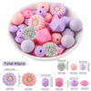 Silicone Focal Beads Set with Flower & Leaf Shapes for Jewelry Making