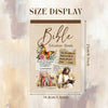 A sticker book titled Bible featuring inspirational Christian verses and scripture text.