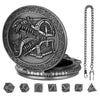 Metal Polyhedral Dice Set with Pocket Watch Case