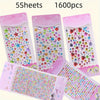 Five sheets of colorful acrylic rhinestone stickers and gems for crafts and DIY projects