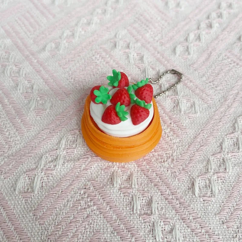 Cute Cartoon Cake Fidget Keychain – Stress Relief Clicker Toy