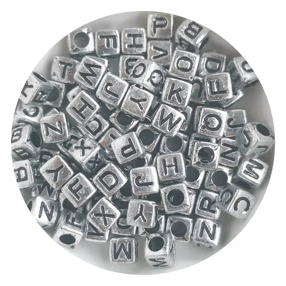 Acrylic Alphabet Beads for Jewelry Making - Mixed Letter Cubes
