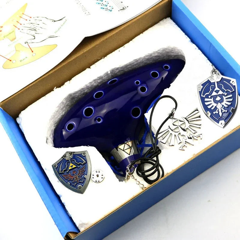 12-Hole Ceramic Ocarina in Alto C with Blue Glaze