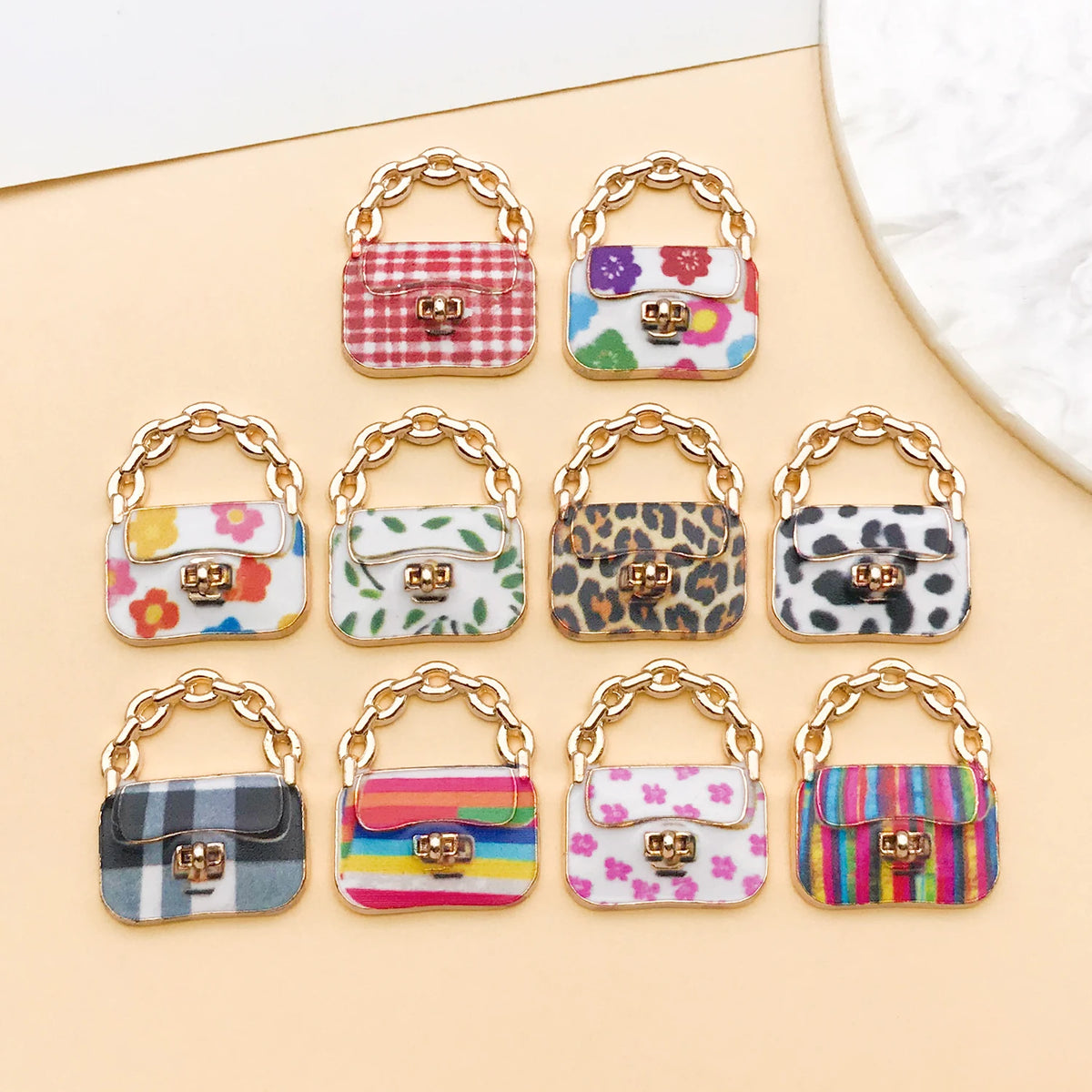 Colorful Enamel Handbag Charms for Jewelry Making