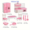 Dollhouse Furniture Set for Pretend Play – 3-Room Miniature Collection