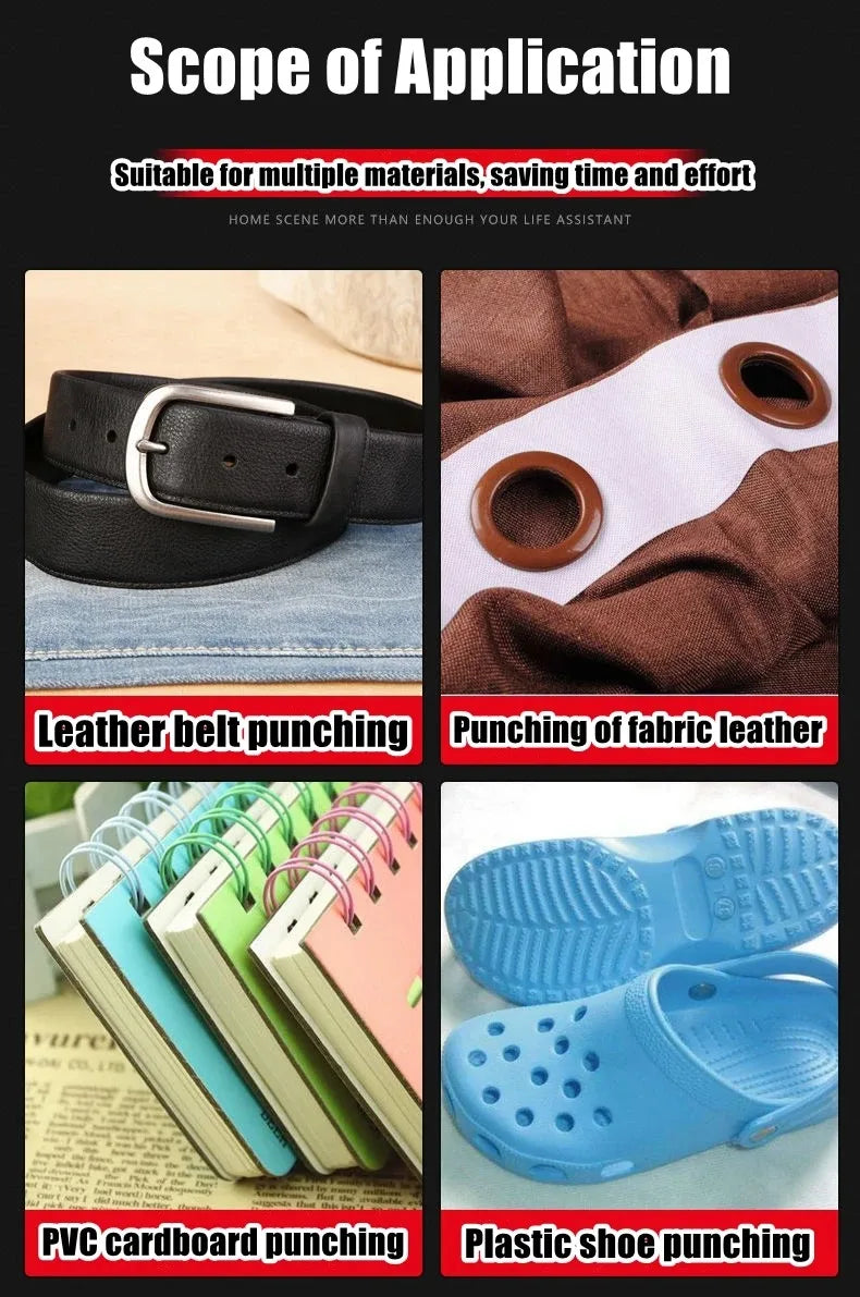 Herramientas para perforar materiales como correas de cuero, tela y cartón de PVC.