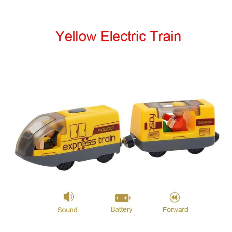 Wooden Train Set with Racing Track for Kids