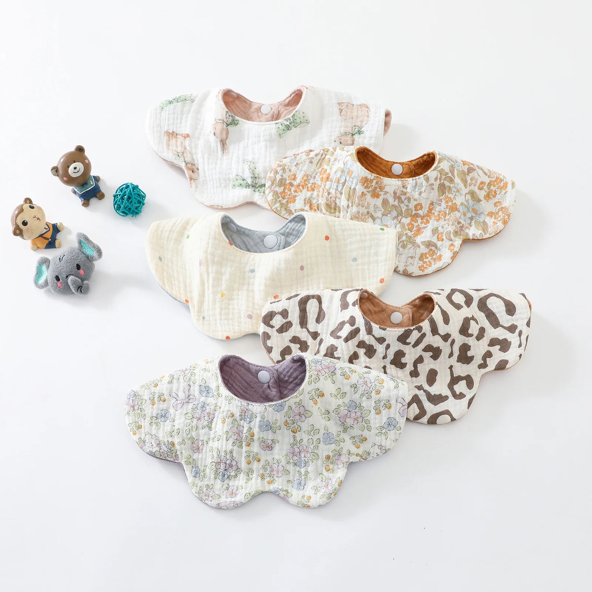6-Layer Cotton Baby Bib with Reversible Design