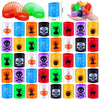 A set of ten Halloween themed fidget toys featuring skulls, cats, and pumpkins in various colors.