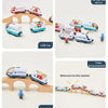 Wooden Train Set with Racing Track for Kids
