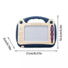 A blue magnetic drawing board with a clear grid and a purple stylus for creative learning.