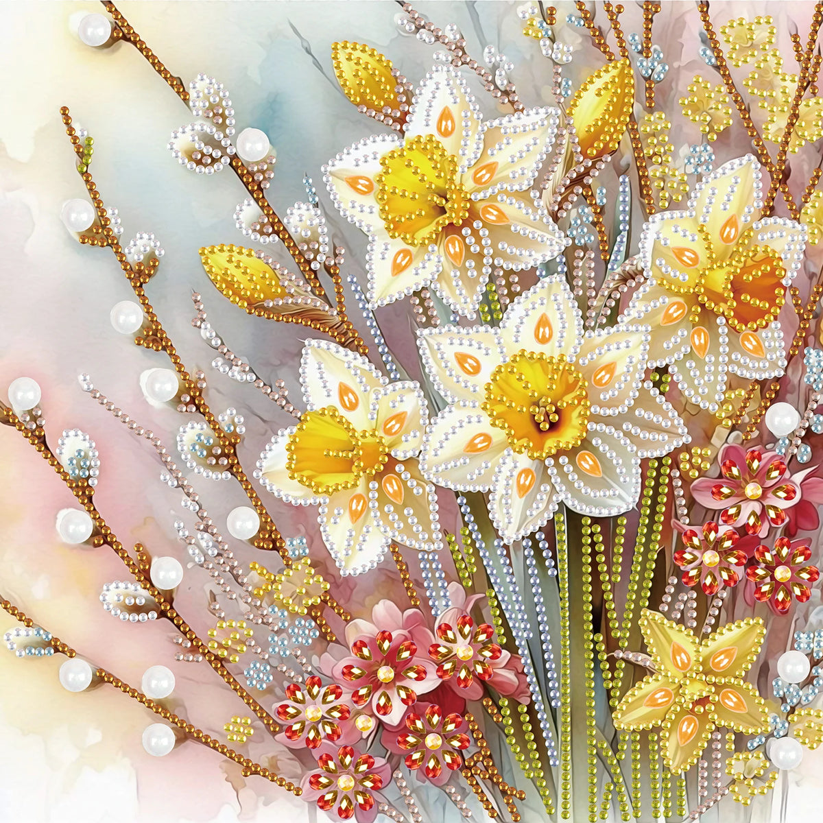 Flower Diamond Art Painting Kit for Beginners, Partial Drill