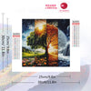 A diamond painting kit featuring a four-season landscape with vibrant colors and textures.