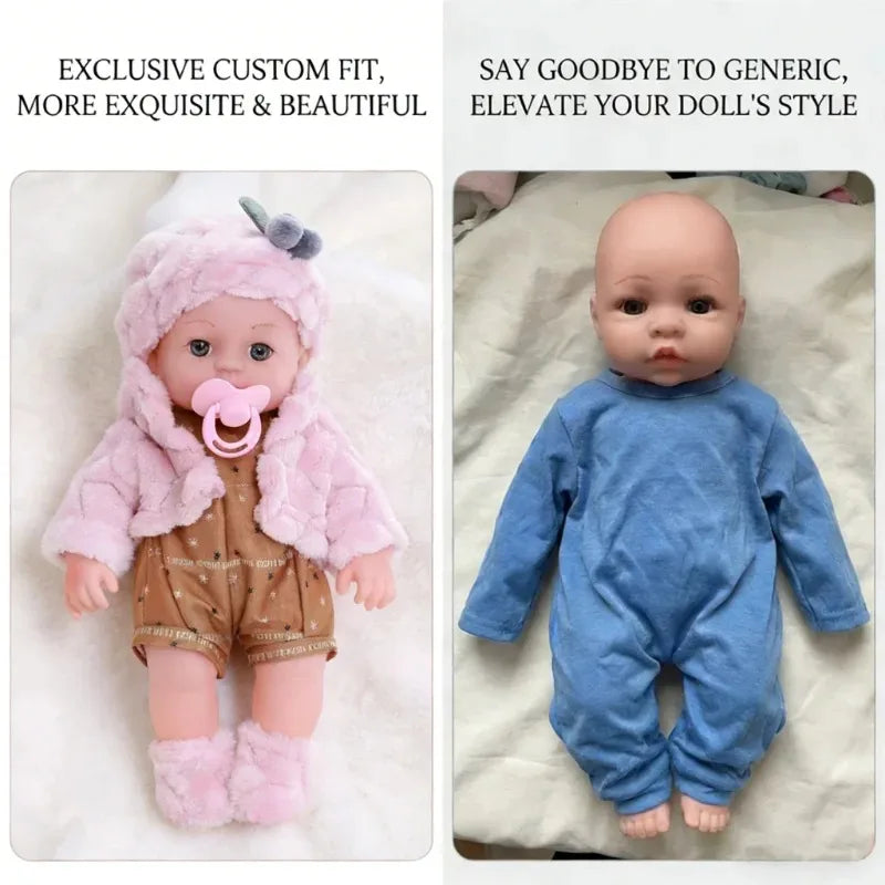 Cozy Cartoon Bear Winter Pajamas for 12-Inch Reborn Dolls