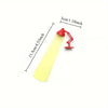 Yellow cartoon desk lamp bookmark with a red clip, showing its dimensions.