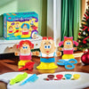 A colorful hairdresser playset featuring plastic tools and hair accessories for children.