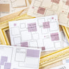 A set of dual-material frame stickers featuring words like ROSTIUTE, RAINBOW, and FIRST ENCOUNTER on kraft paper.