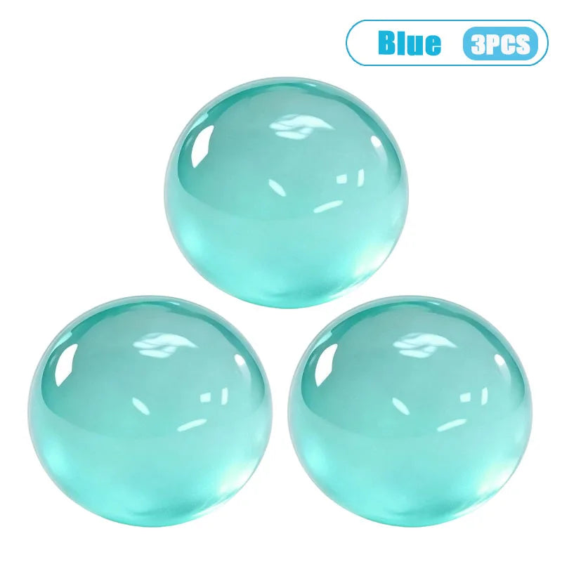 Three blue silicone squishy stress relief balls for relaxation