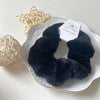 Plush Knit Scrunchie Hair Ties with Leather Accent