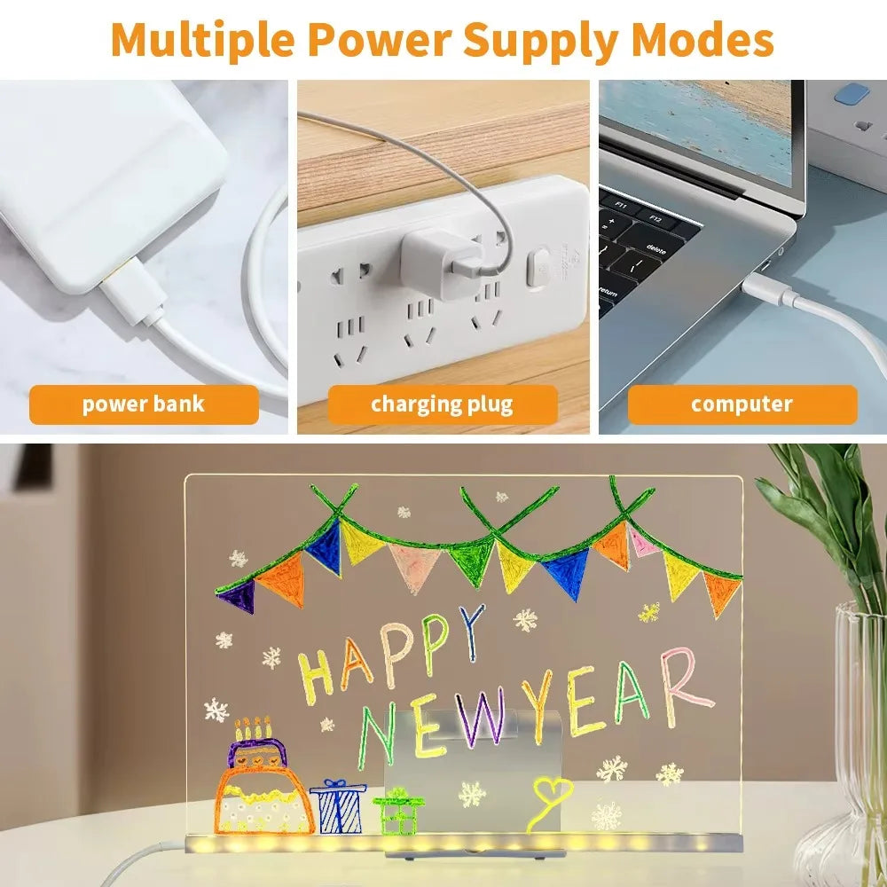 LED Light-Up Acrylic Message Board with Stand